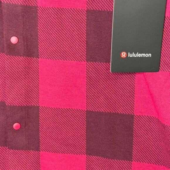Lululemon Soft Knit Overshirt Check Plaid Pomegranate Red CHCP Men's Size Large - Picture 7 of 8